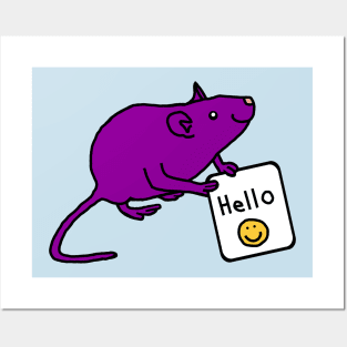 Purple Rat says Hello Posters and Art